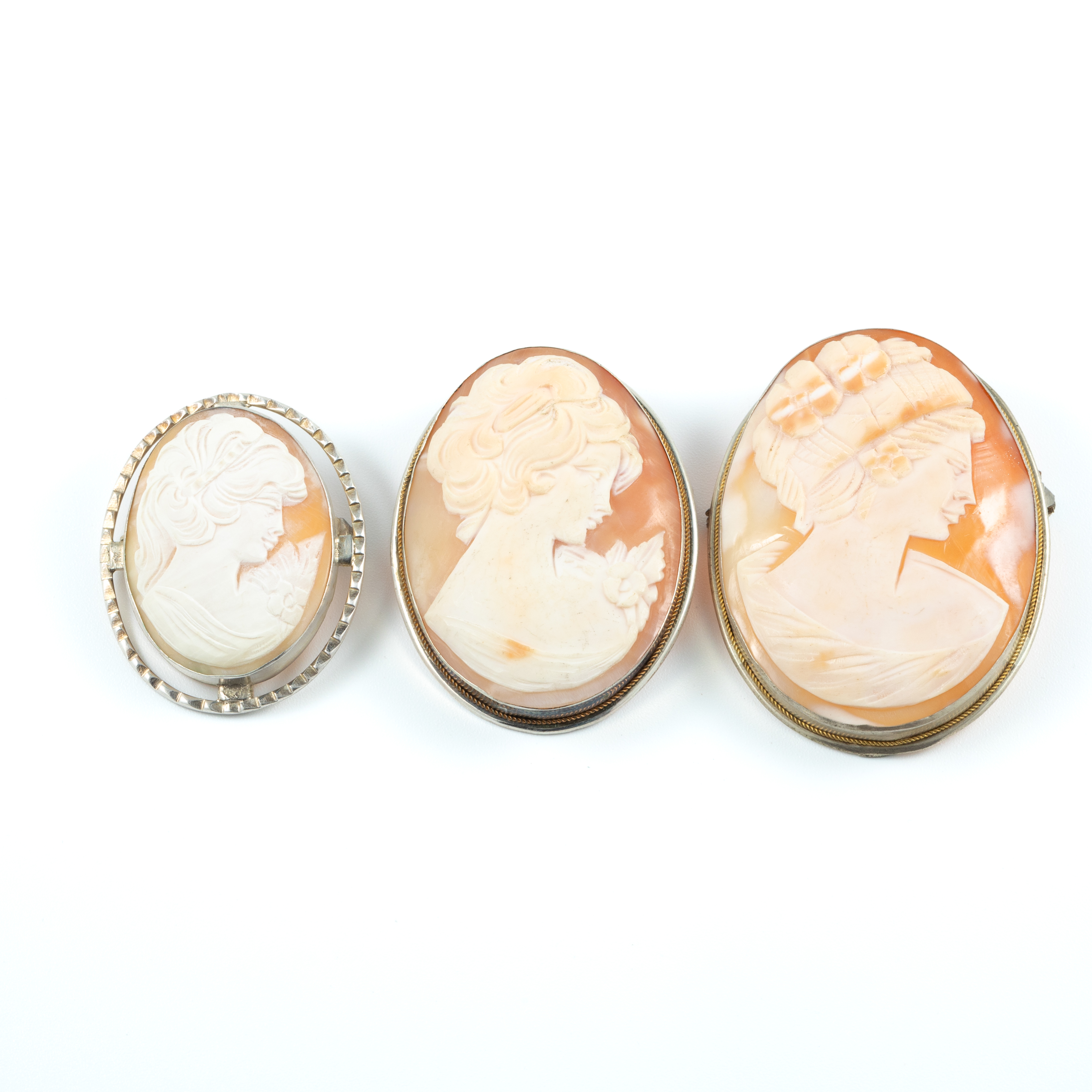 295 · Three Vintage Silver Cameo Pendants/Brooches