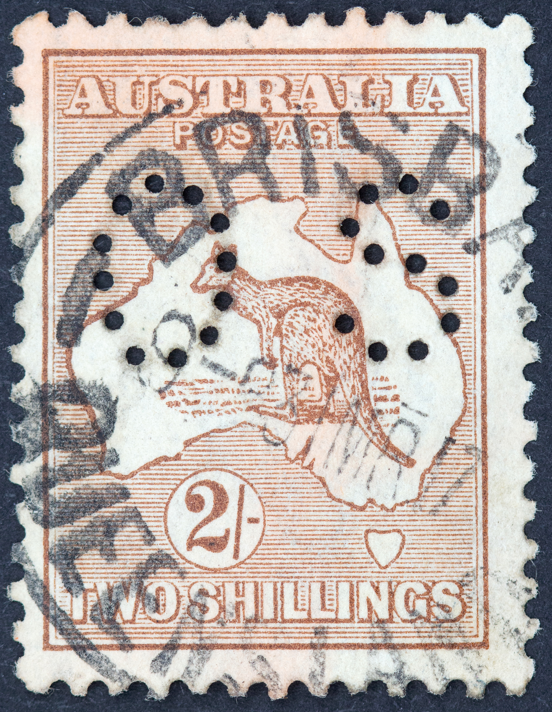 437 · Third Watermark (Inverted), Two Shillings, 1916, Good