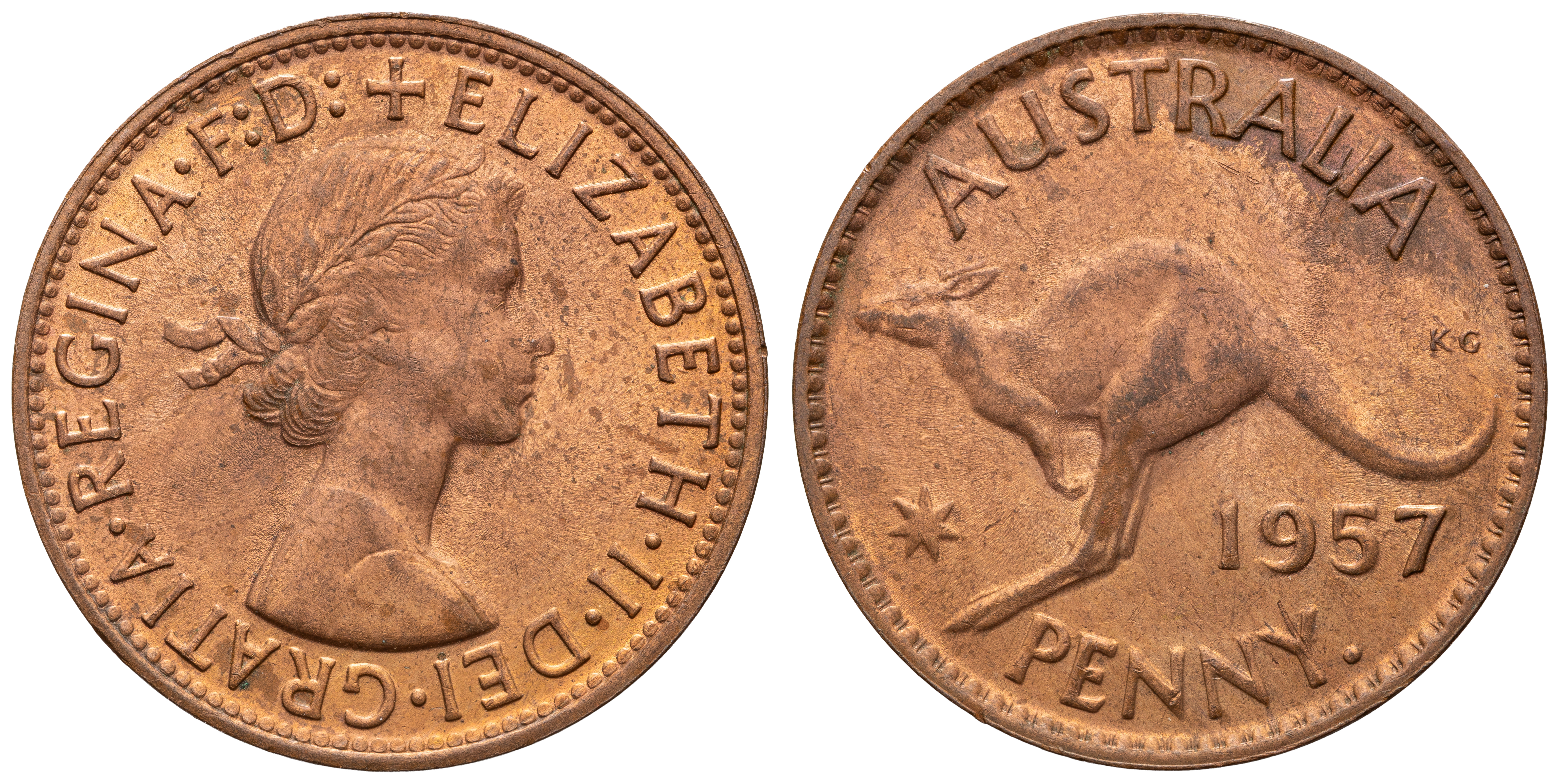Elizabeth II, Penny, 1957-Y., aUNC