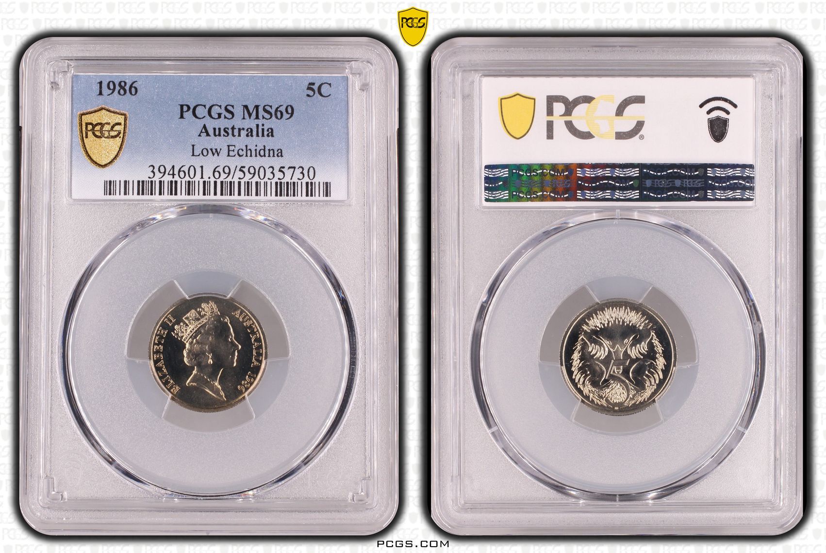 Low Echidna, Five Cent, 1986, PCGS MS69