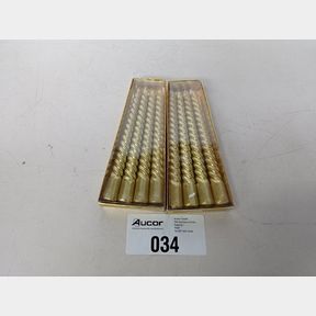 X2 DECORATIVE METALLIC TAPERED SPIRAL CANDLES - GOLD - 20 CM