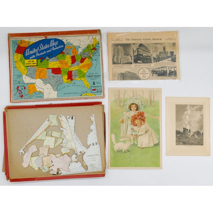 Box Antique United States Map Puzzles and Prints.