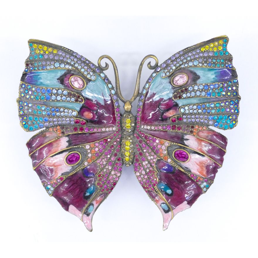 Jay Strongwater Enameled Jeweled Butterfly Box 4.5''