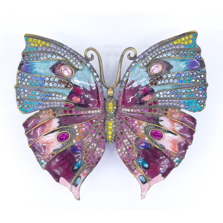 Jay Strongwater Enameled Jeweled Butterfly Box 4.5''