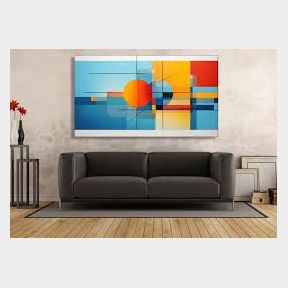 Canvas Wall Art - A Multi Coloured Abstract Piece - IM0920 - Black - A0 - 841 X 1189 mm -(FRAME DAMAGED/CRACKED)|51745/10626