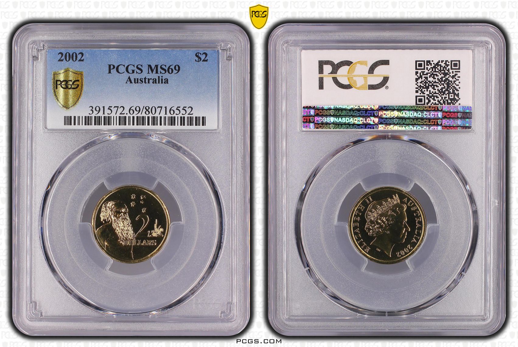 2002 Australia Two Dollar, $2 PCGS - MS69 -552