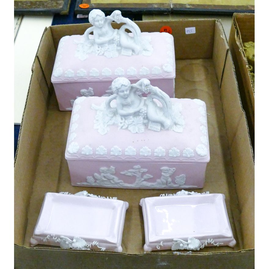 Box Pink Jasperware Dresser Boxes etc.