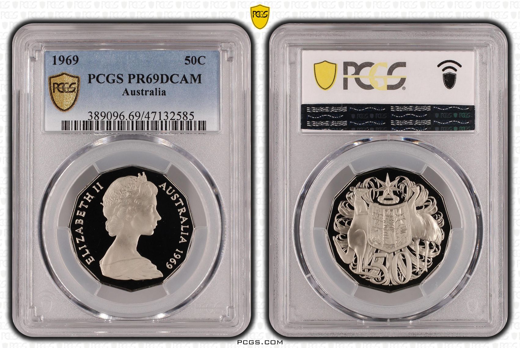 Elizabeth II, Fifty Cent, 1969, PCGS PR69DCAM