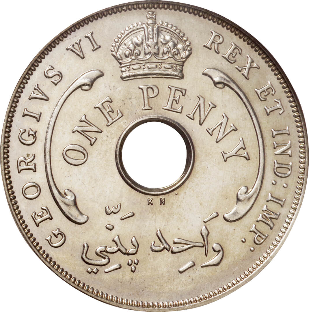 南アフリカ】 1/2 ハーフペニー 1944年 ローデシア ジョージ6世 チューダーローズ クラウン 銅貨 Half Penny - 硬貨