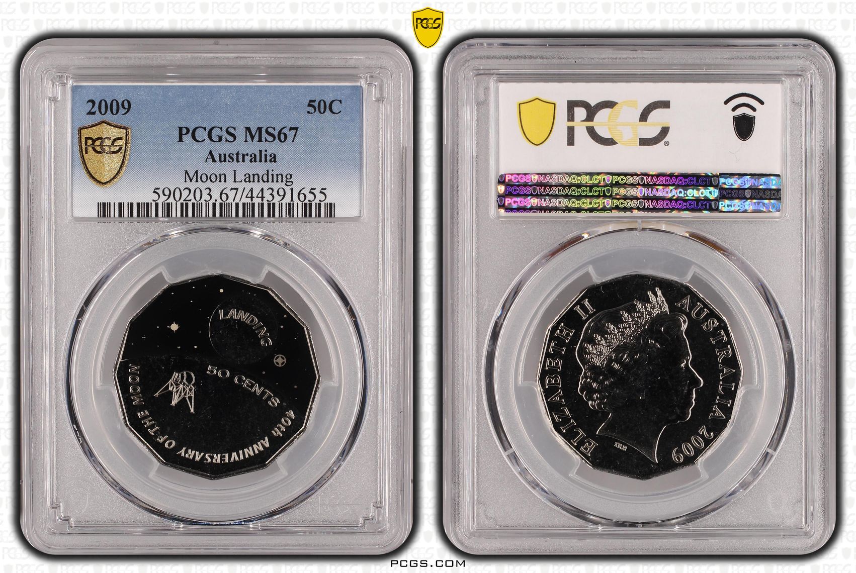2009 Australia Fifty Cent, 50c Moon Landing PCGS - MS67 -655
