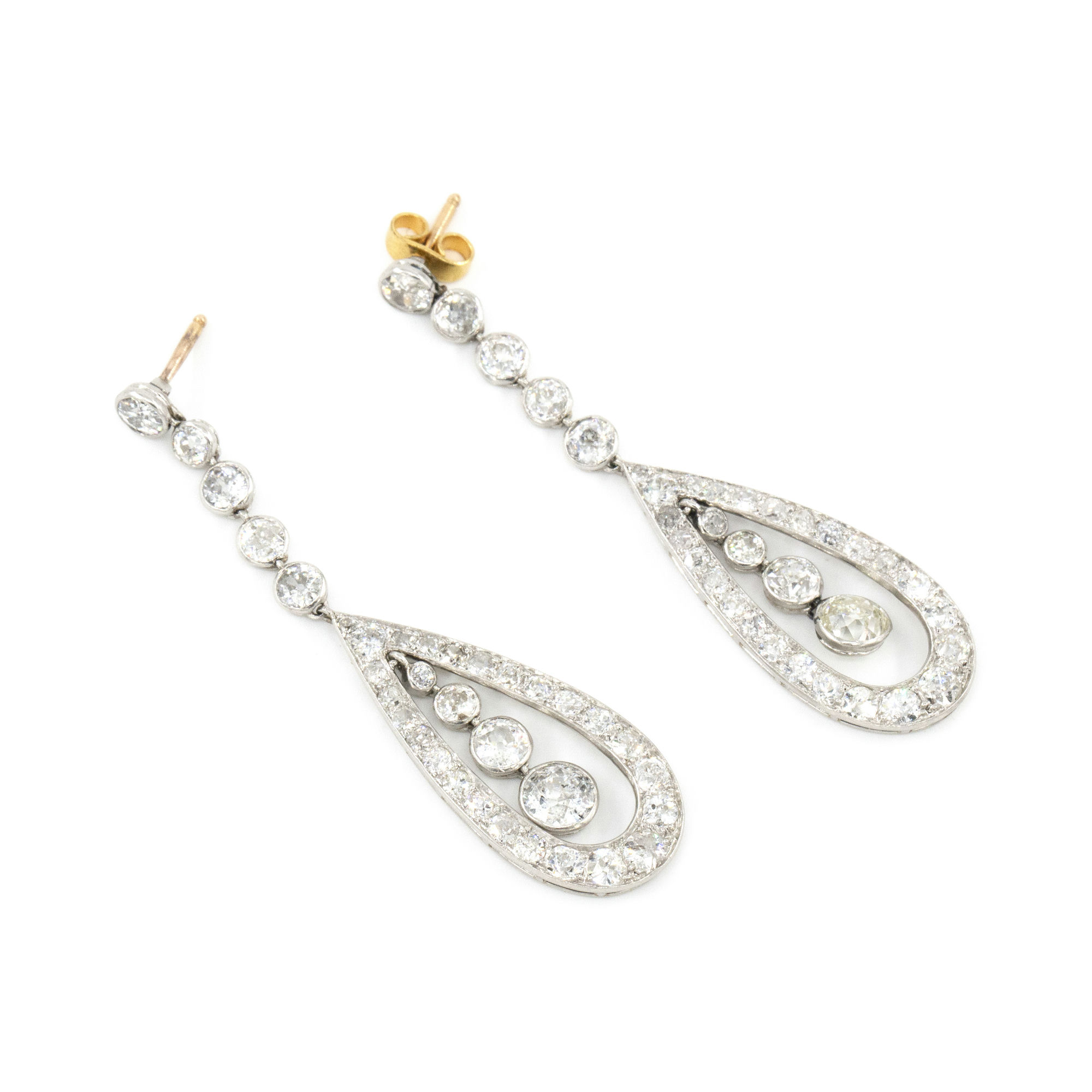 7.13 Carat Diamond Art Deco Drop Earrings ,