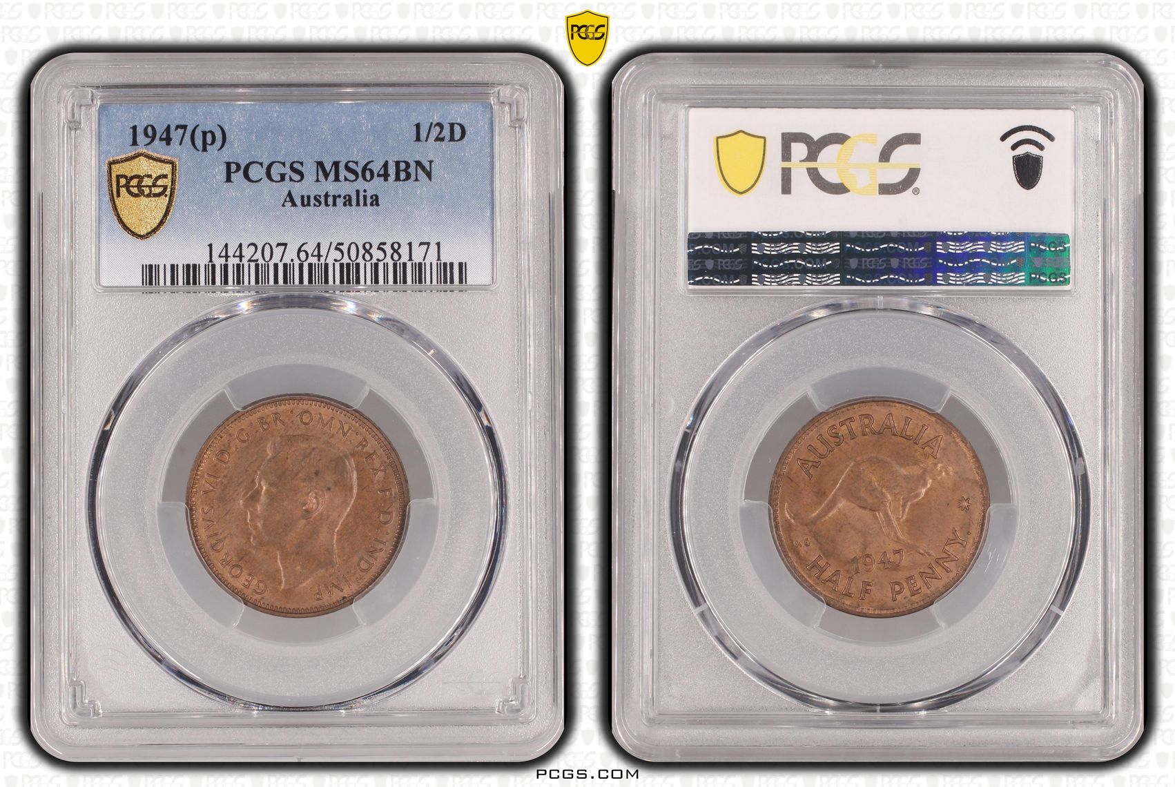 Halfpenny, 1947(p), PCGS MS64BN