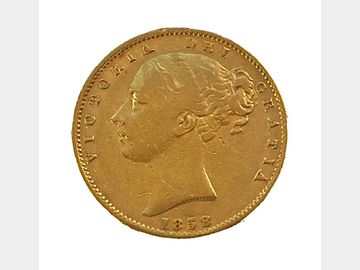 1858 Queen Victoria Young Head London Mint Shield Gold Sovereign