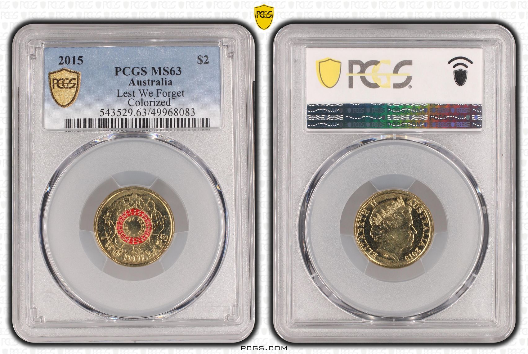 Lest We Forget Colorized , Two Dollar, 2015, PCGS MS63