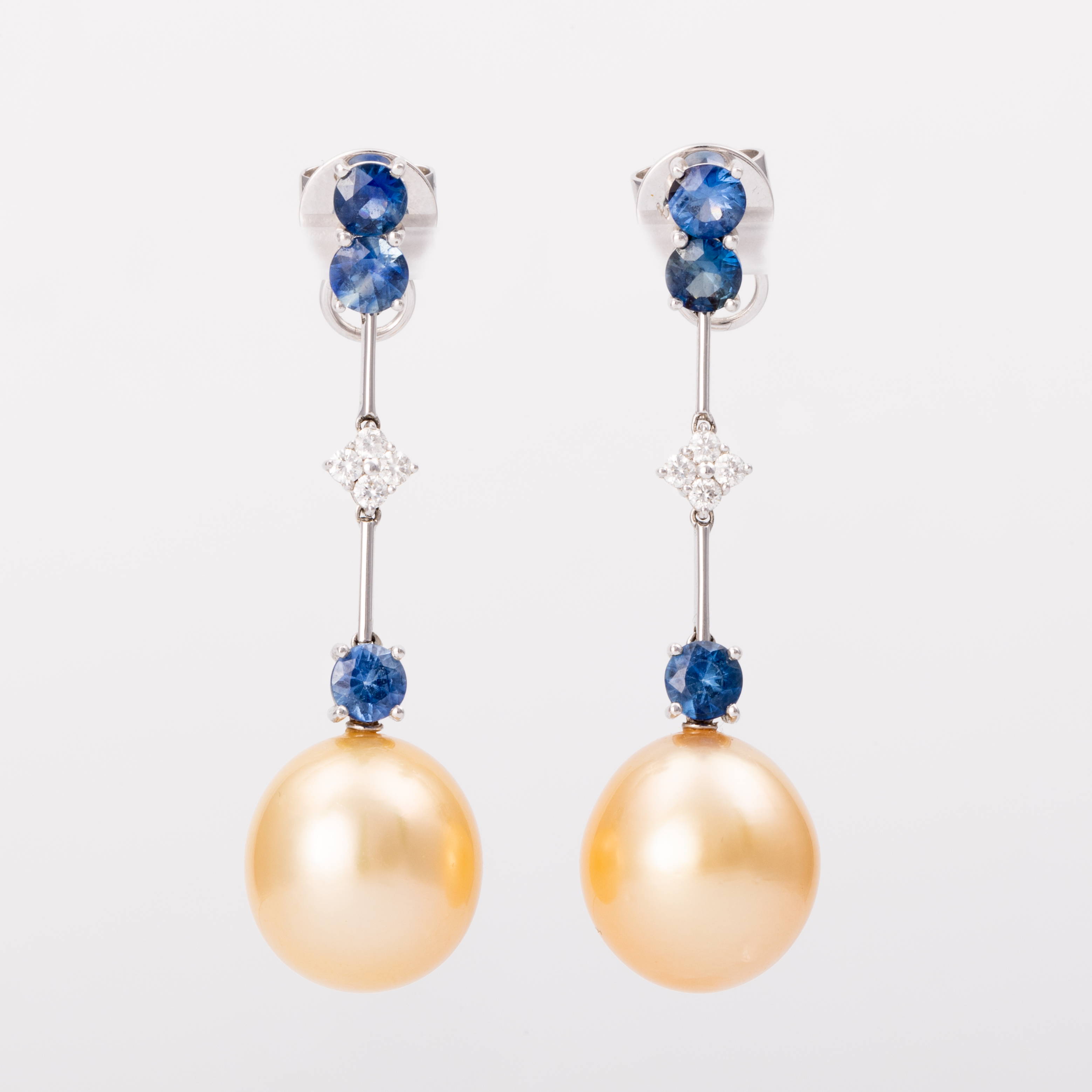 250 · Pearl Sapphire & Diamond Earrings 18ct Gold