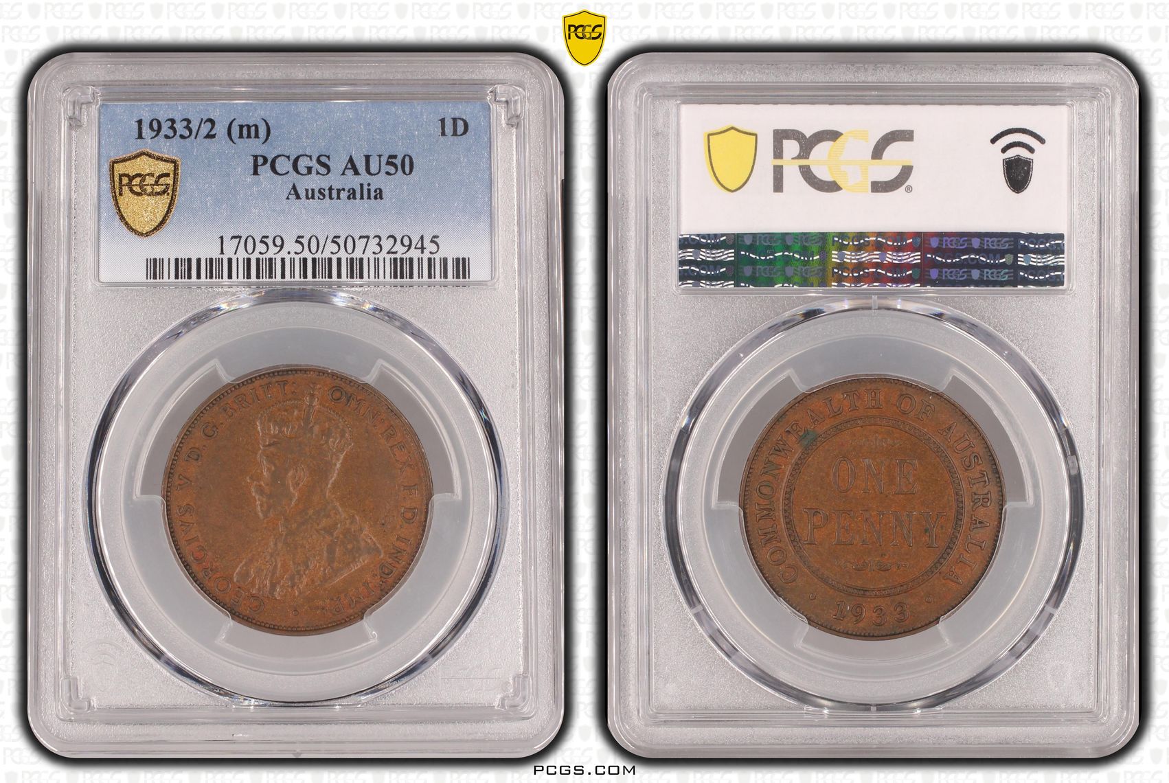 Penny, 1933/2, PCGS AU50BN