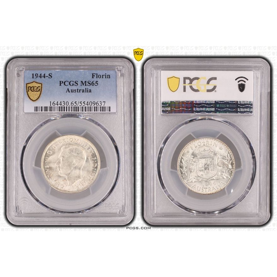 George VI, Florin, 1944-S, PCGS MS65