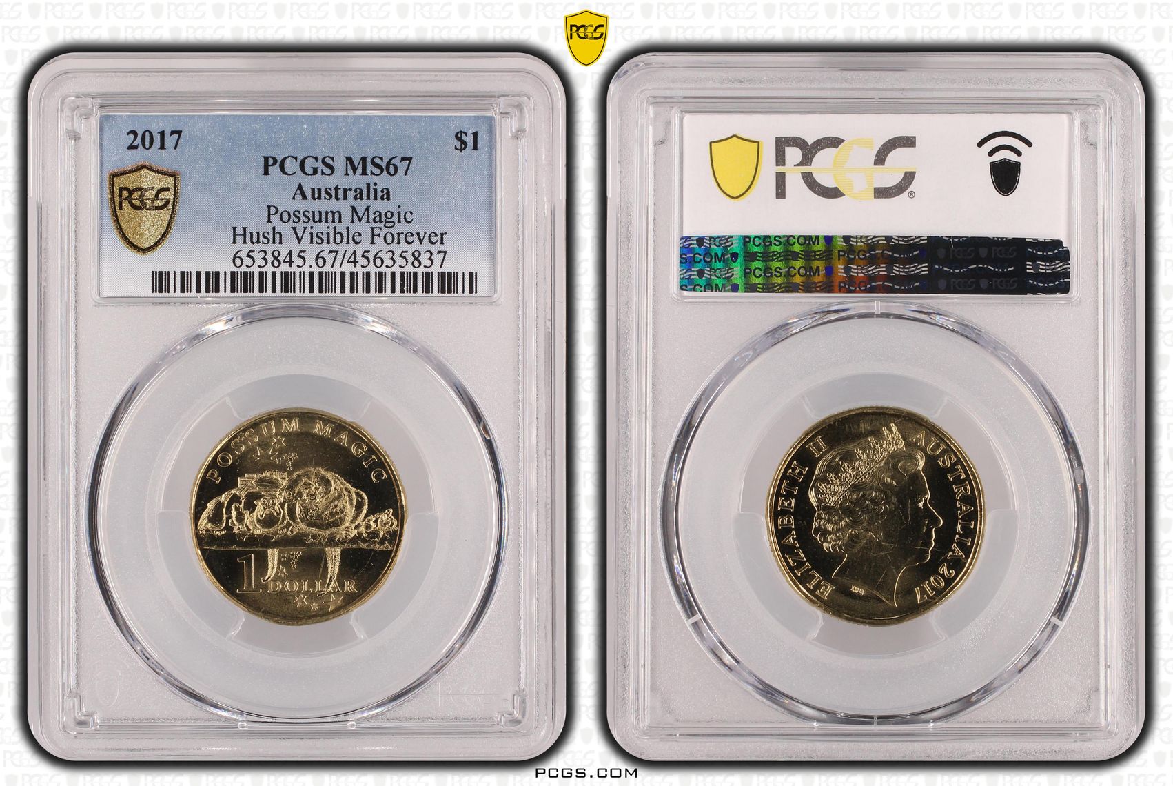 Possum Magic - Hush Visible Forever POP 13/0, One Dollar, 2017, PCGS MS67