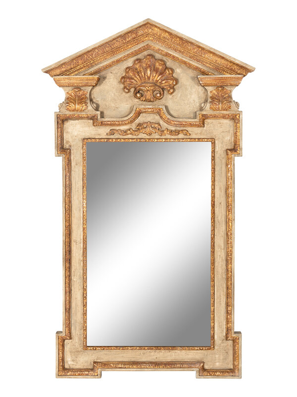 An Italian Painted and Parcel Gilt Mirror