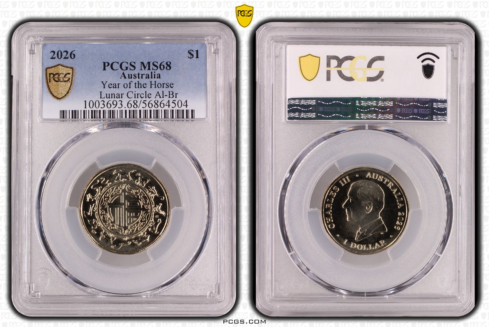 309 · Year of the Horse Lunar Circle AlBr, One Dollar, 2026,  MS68