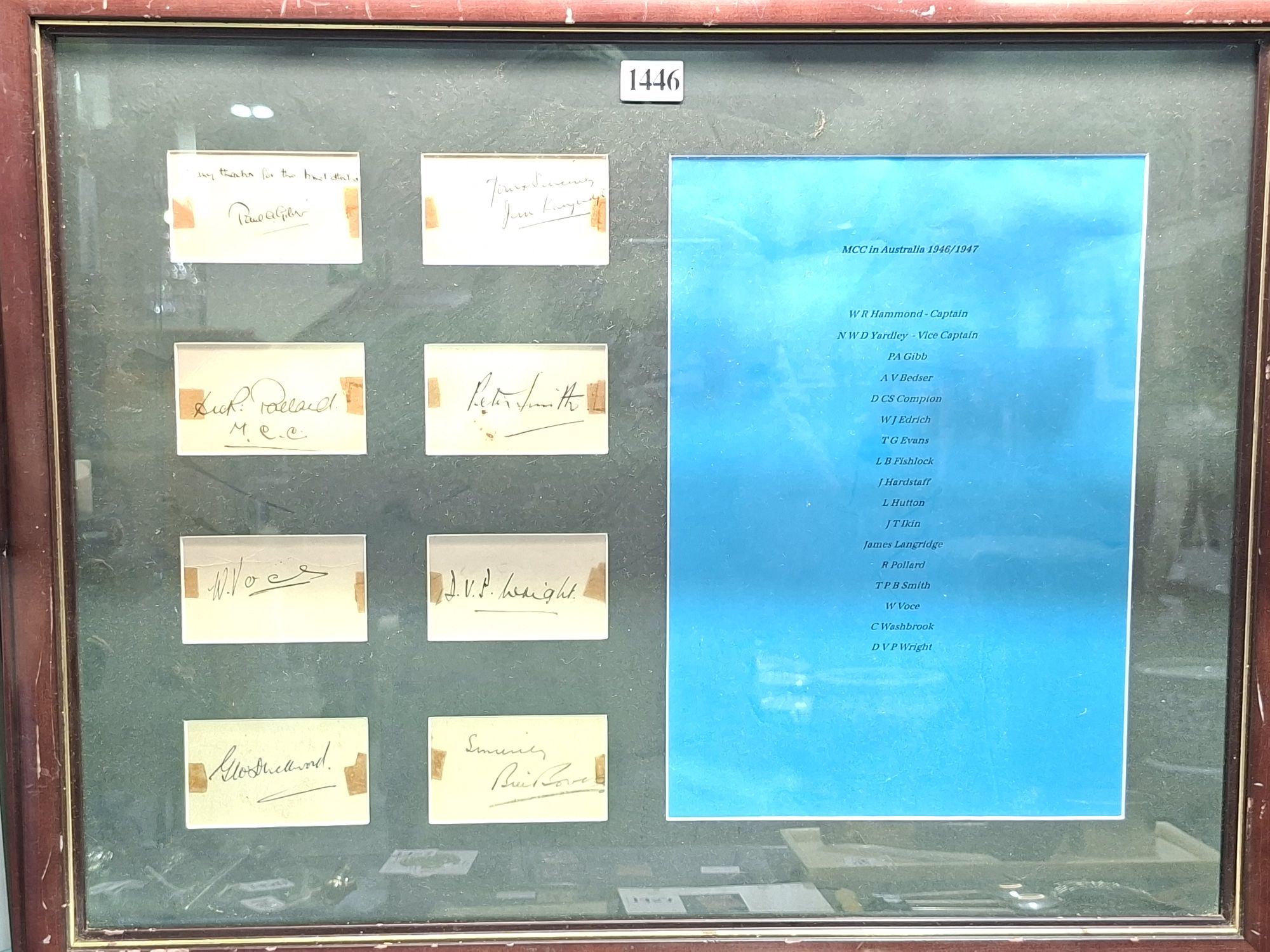 Framed Melbourne Cricket Club Signatures