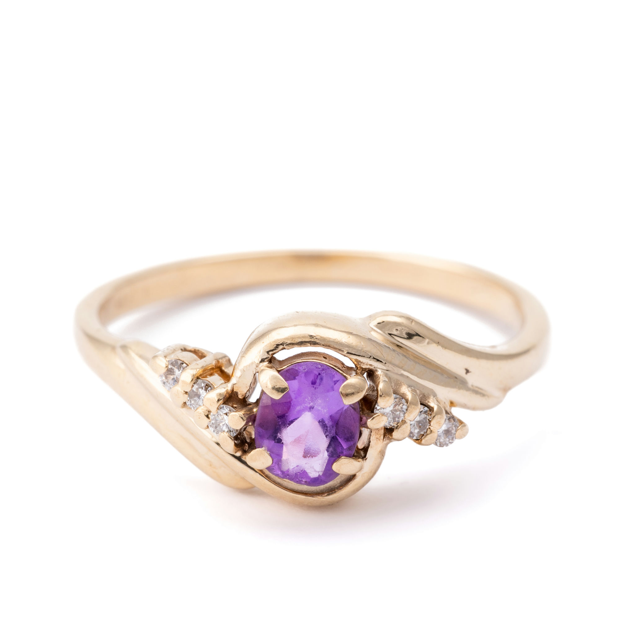 Amethyst & Diamond Ring 9ct Gold