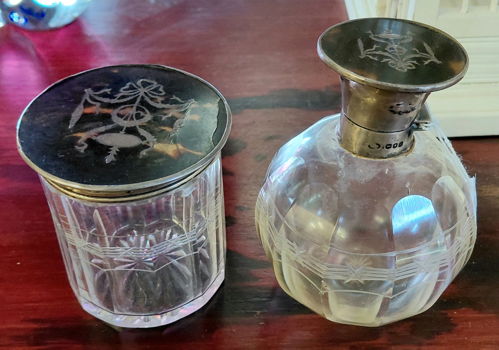 29 · STERLING SILVER CRYSTAL DRESSING TABLE ITEMS