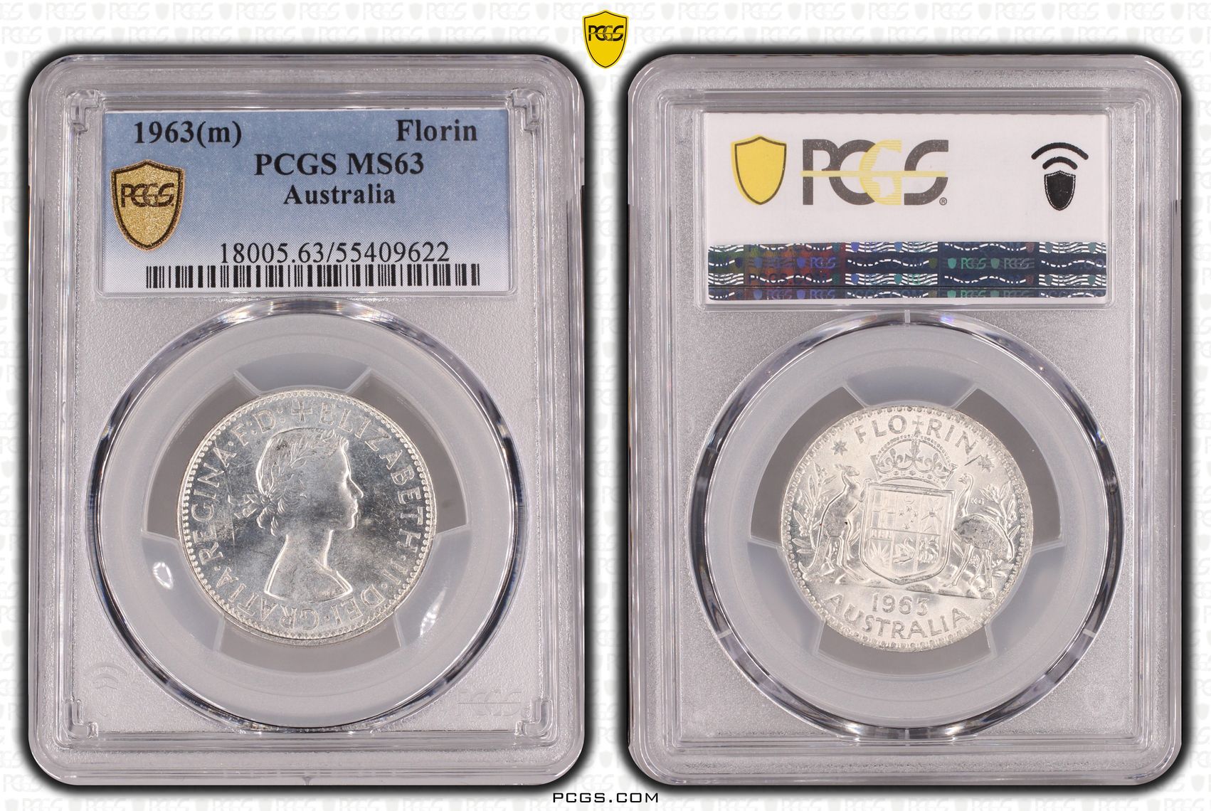 Elizabeth II, Florin, 1963(m), PCGS MS63