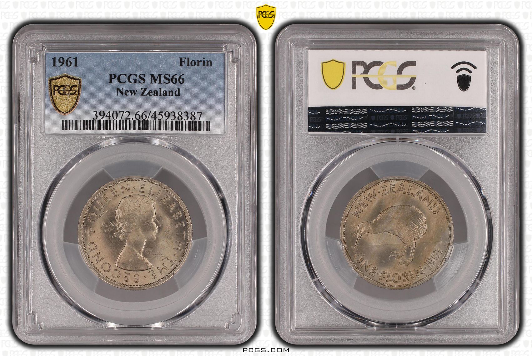 1961 New Zealand Florin PCGS - MS66 POP 1/0 -387