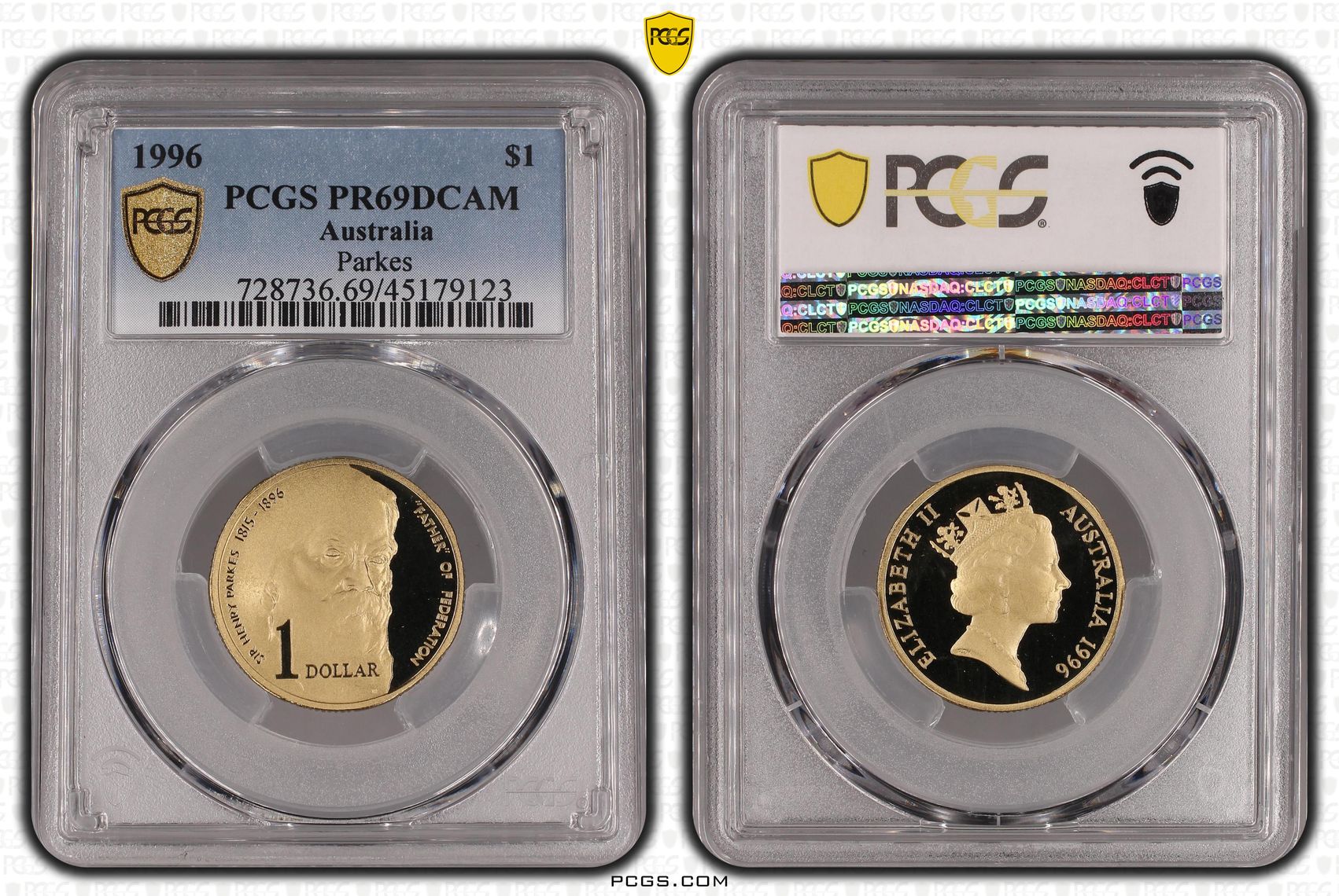 Parkes, One Dollar, 1996, PCGS PR69DCAM