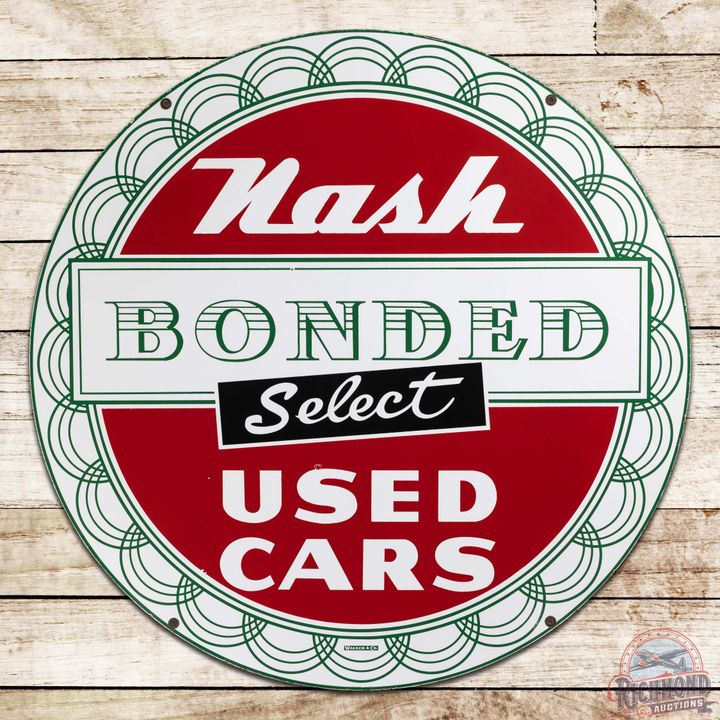 Superb Nash Bonded Select Used Cars 42" Double Sided Porcelain Sign