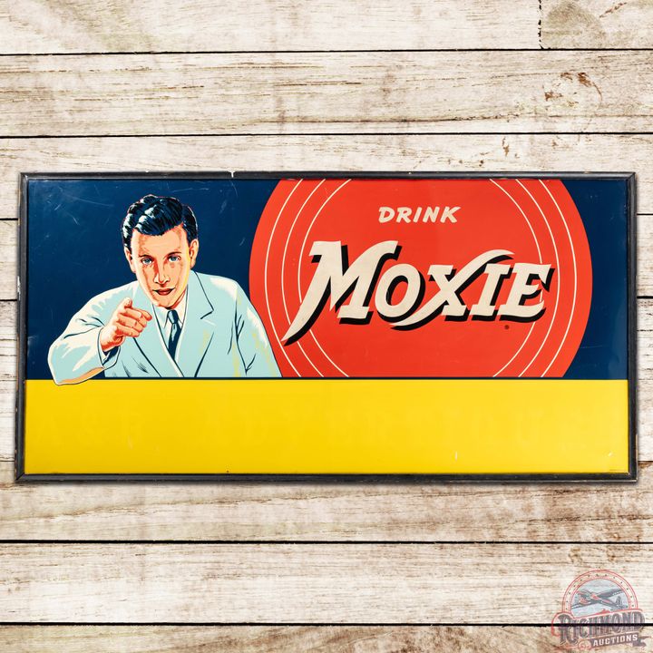 Drink Moxie 6' SS Tin Sign w/ Wooden Frame