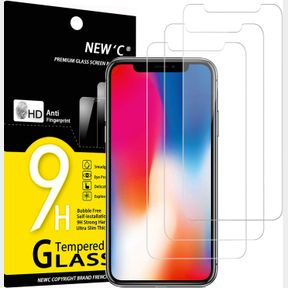 NEW'C 3 PACK DESIGNED FOR IPHONE 11 PRO AND IPHONE X AND IPHONE XS SCREEN PROTECTOR TEMPERED GLASS,CASE FRIENDLY SCRATCH-PROOF, BU