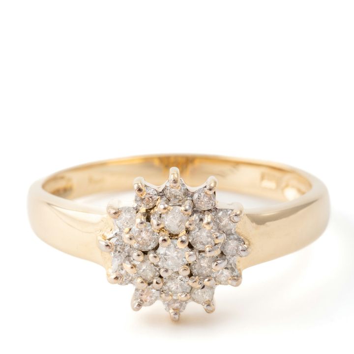 0.25 Carat Diamond Cluster Ring 14ct Gold