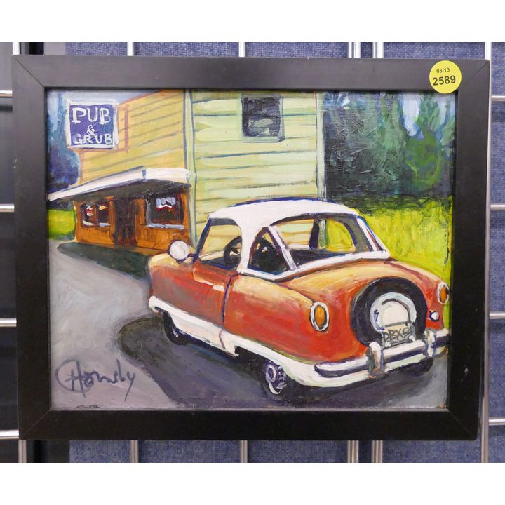 Gail Hornsby 'Pub'n Grub' Snohomish Small Painting Framed- 9x11''