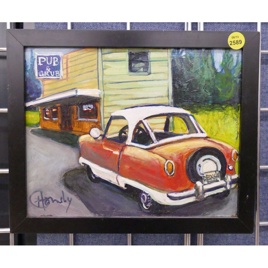 Gail Hornsby 'Pub'n Grub' Snohomish Small Painting Framed- 9x11''