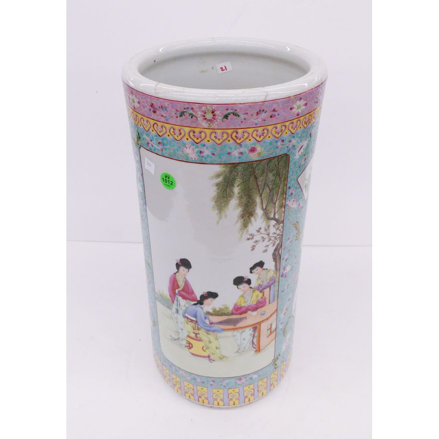 Chinese Famille Rose Porcelain Umbrella Stand- 18''