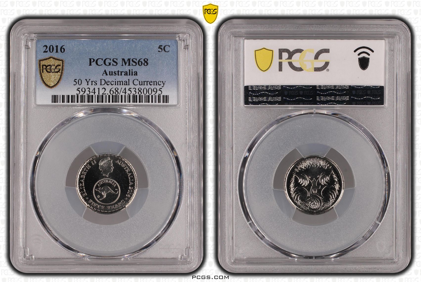 2016 Australia Five Cent, 5c 50 Yrs Decimal Currency PCGS - MS68 -095