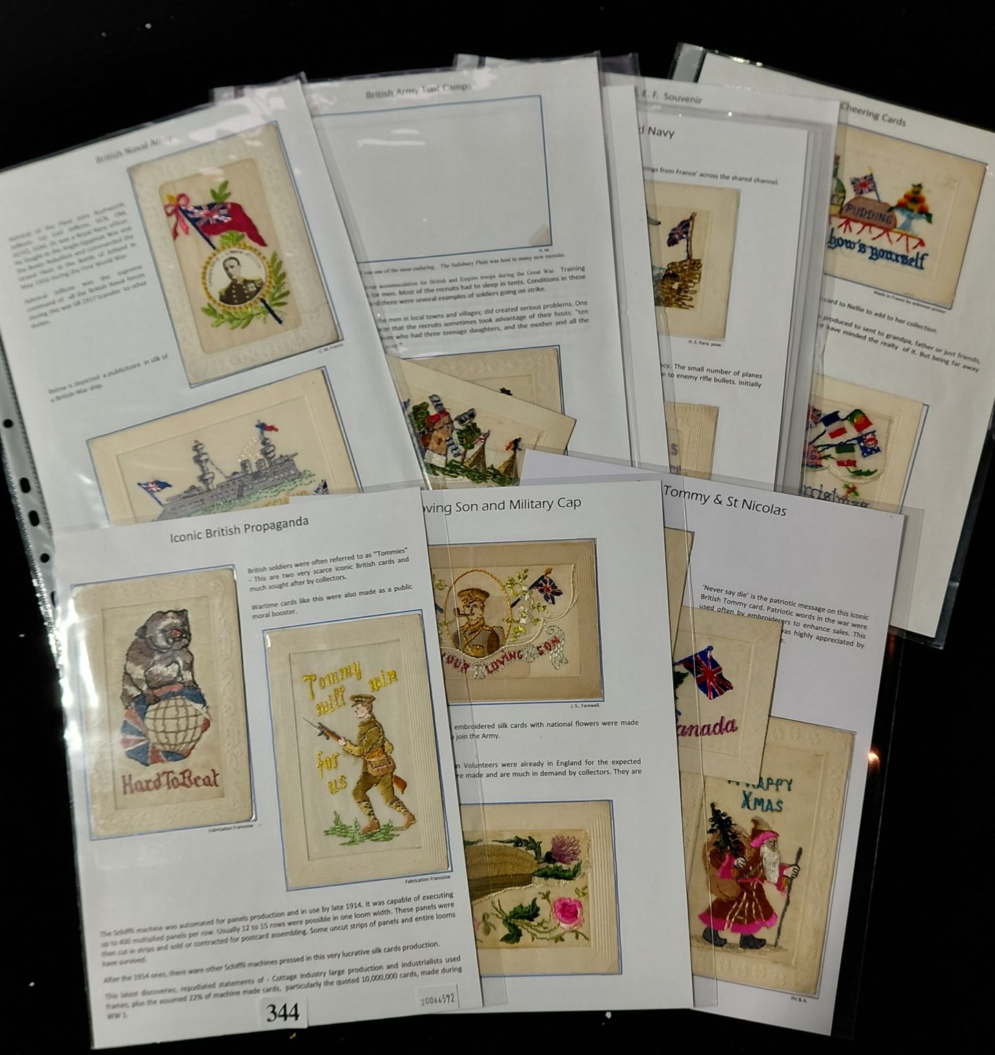 344 · SILK POSTCARDS - WWI MILITARY