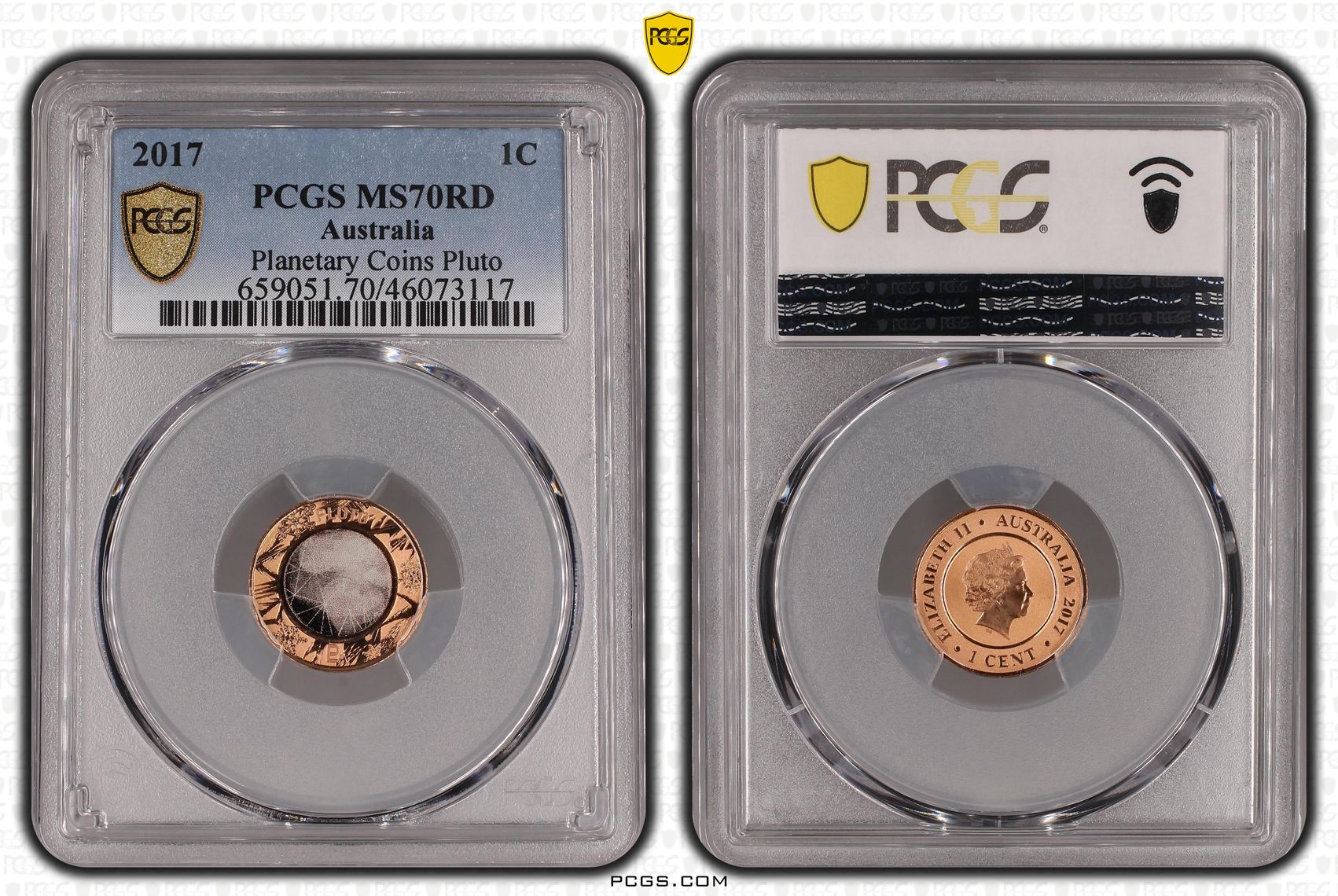 2017 Australia One Cent, 1c Planetary Coins Pluto PCGS - MS70RD POP 76/0 -117