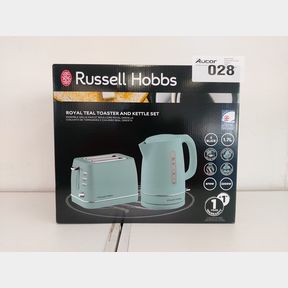 RUSSEL HOBBS ROYAL TEAL TOASTER AND KETTLE SET