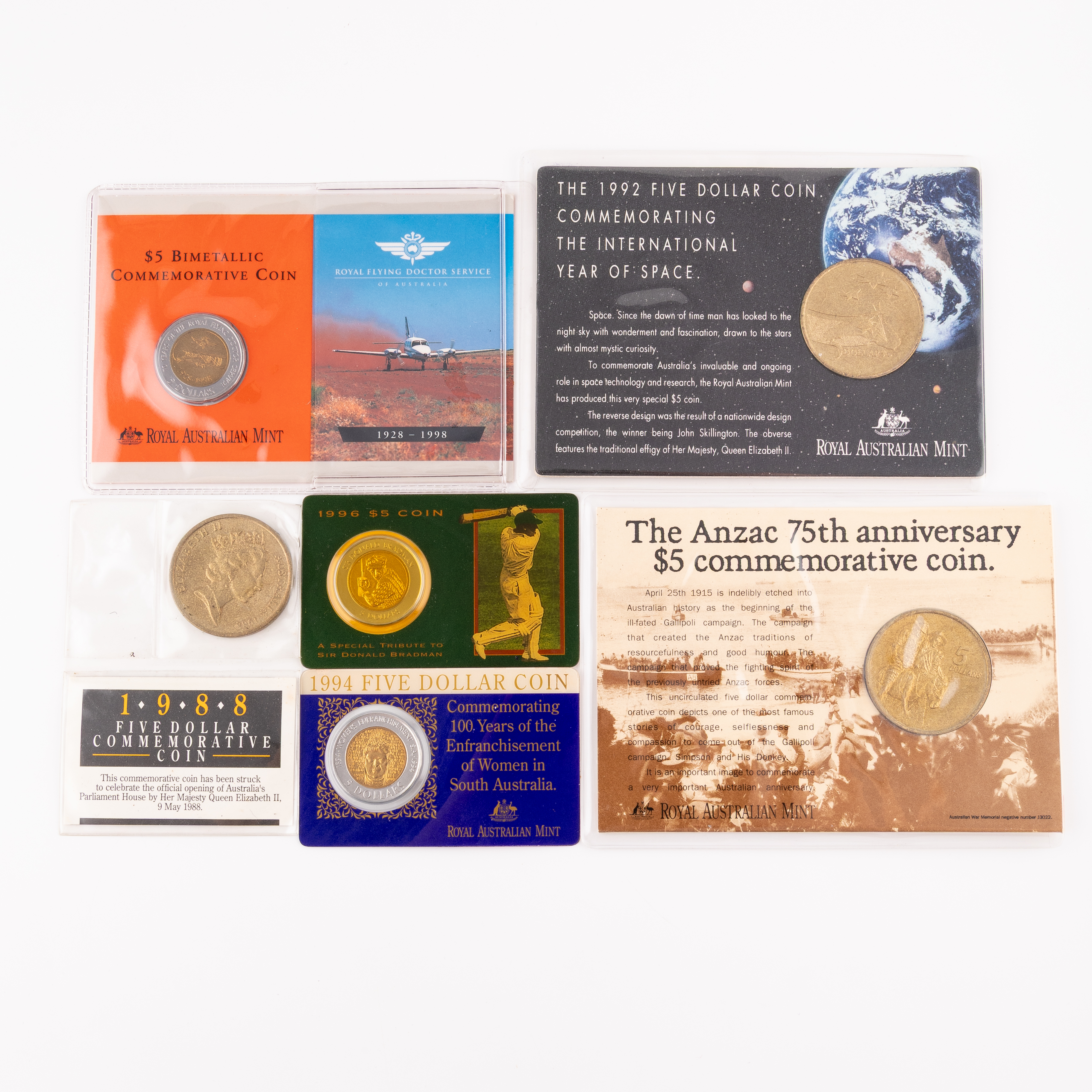 Elizabeth II, RAM - Miscellaneous Commemorative, Five Dollars, 1988 - 1998, UNC