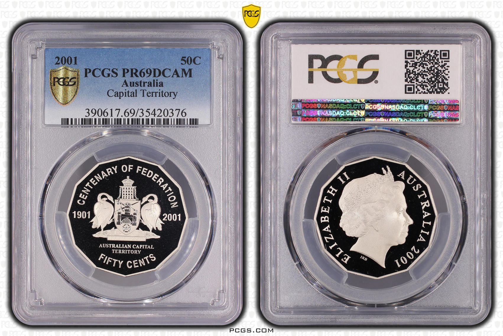 2001 Australia Fifty Cent, 50c Capital Territory PCGS - PR69DCAM -376