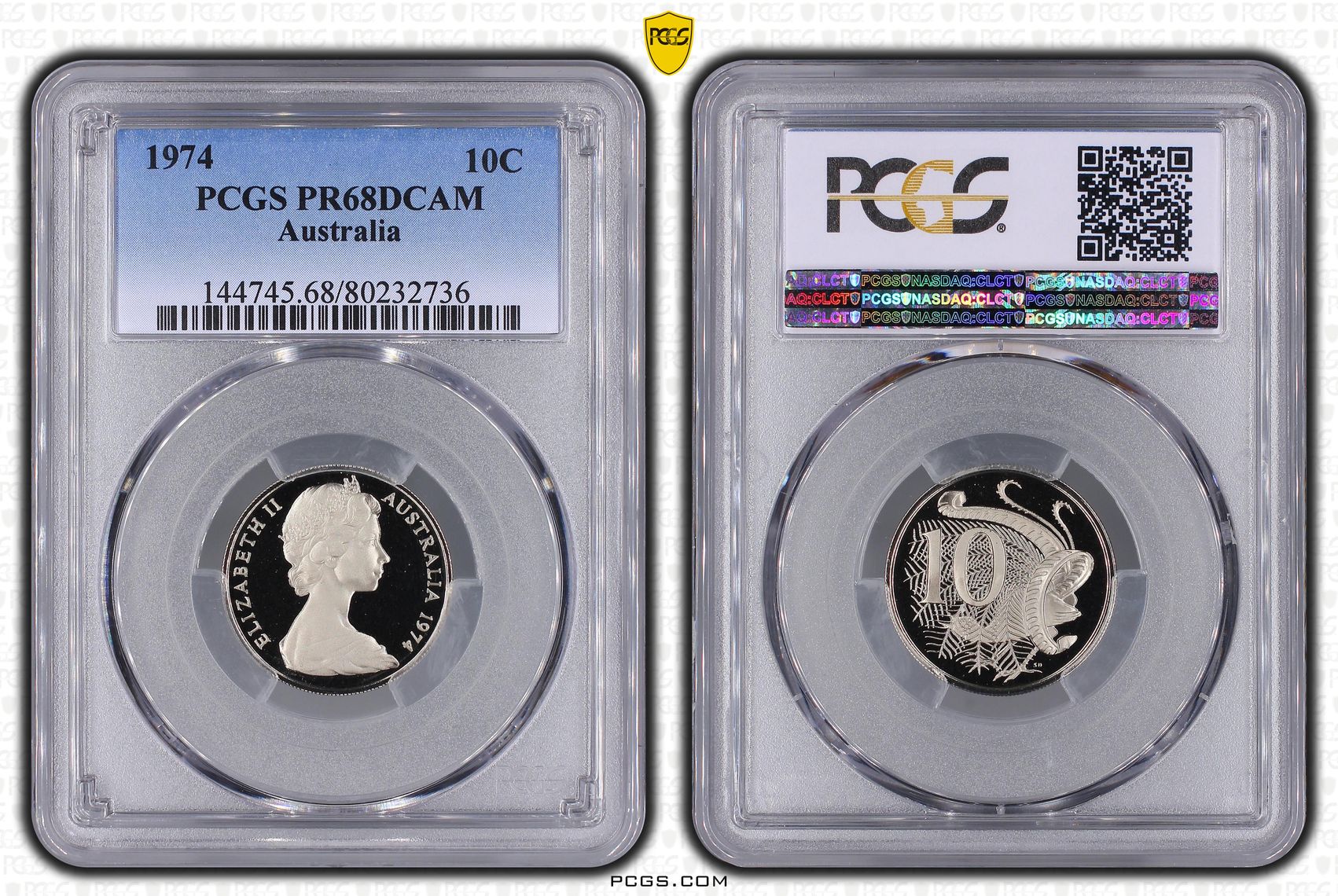 Elizabeth II, Ten Cent, 1974, PCGS PR68DCAM