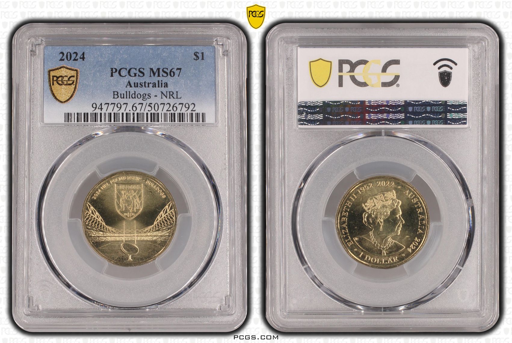 Bulldogs - NRL POP 5/0, One Dollar, 2024, PCGS MS67
