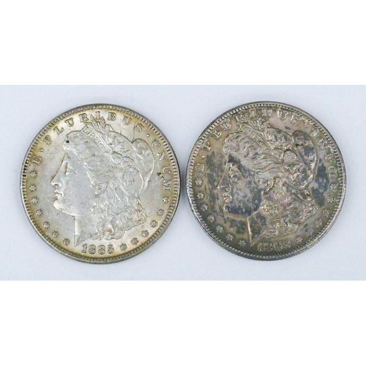 2pc 1882-S & 1885 US Morgan Silver Dollars