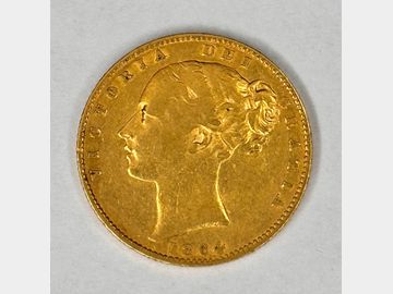 1864 VICTORIA #DIE 69 SHIELD GOLD SOVEREIGN