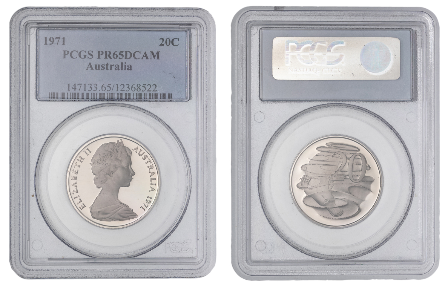 Elizabeth II, Twenty Cent, 1971, PCGS PR65DCAM