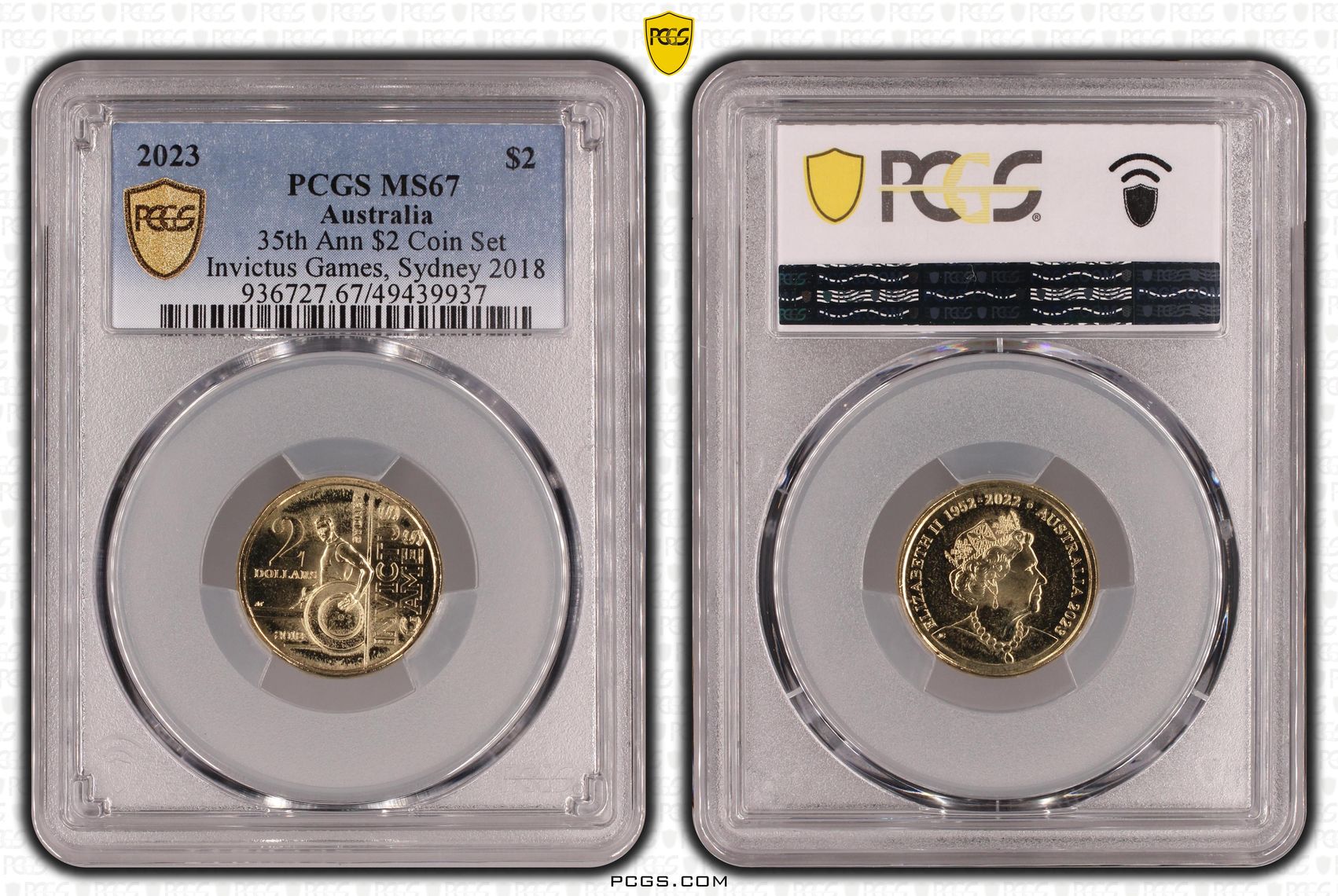 35th Ann $2 Coin SetInvictus Games, Sydney 2018, Two Dollar, 2023, PCGS MS67