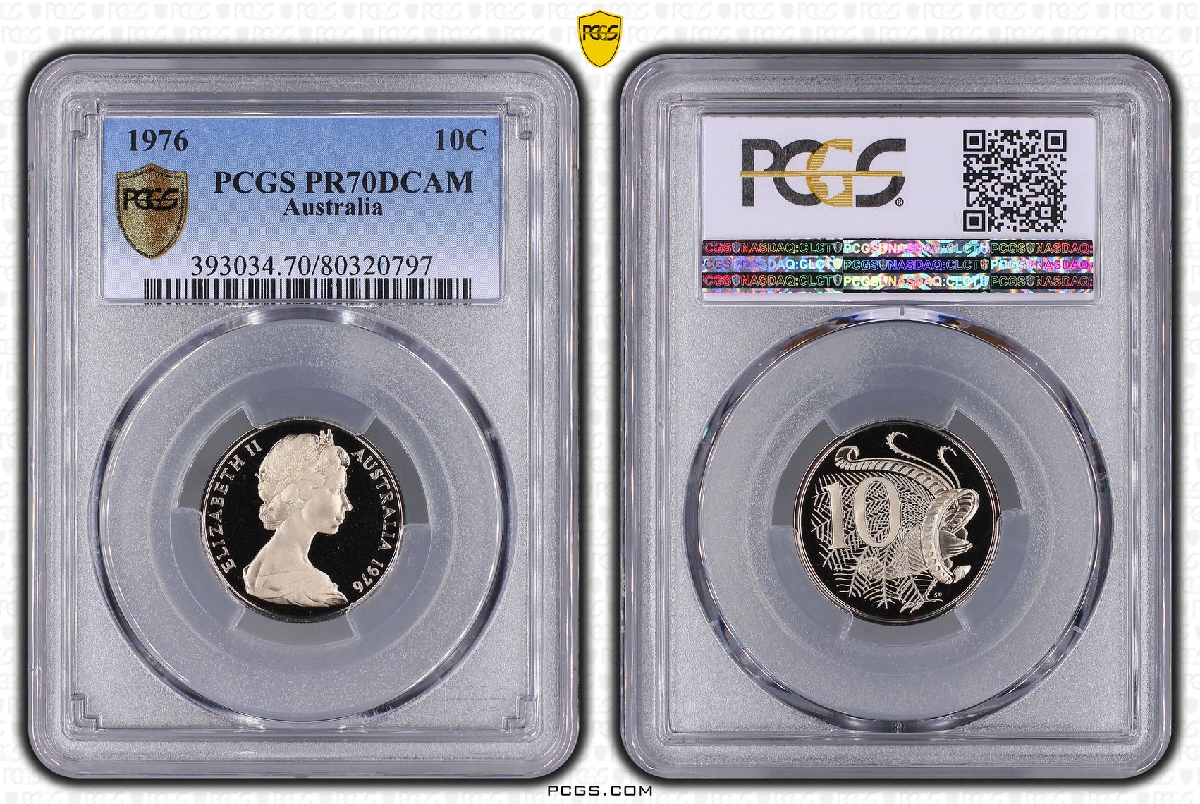 Elizabeth II, Ten Cent, 1976, PCGS PR70DCAM